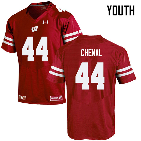 Wisconsin Badgers Youth #44 John Chenal NCAA Under Armour Authentic Red College Stitched Football Jersey NA40M03GU